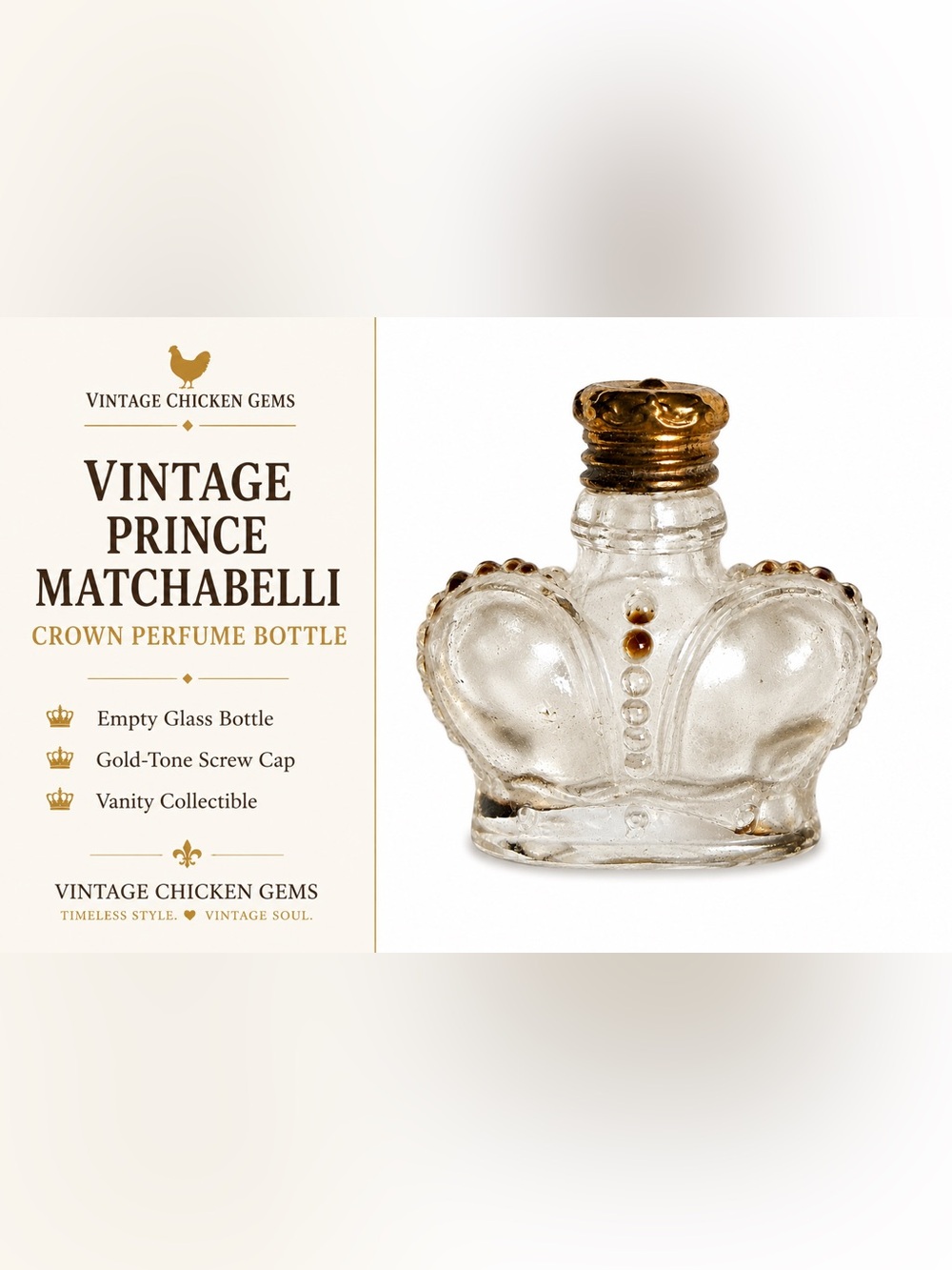 Vintage Prince Matchabelli Crown Bottle Empty